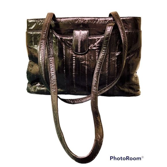 Vintage Handbags - Eel Skin Vintage Black Shoulder Bag EXCELLENT CONDITION